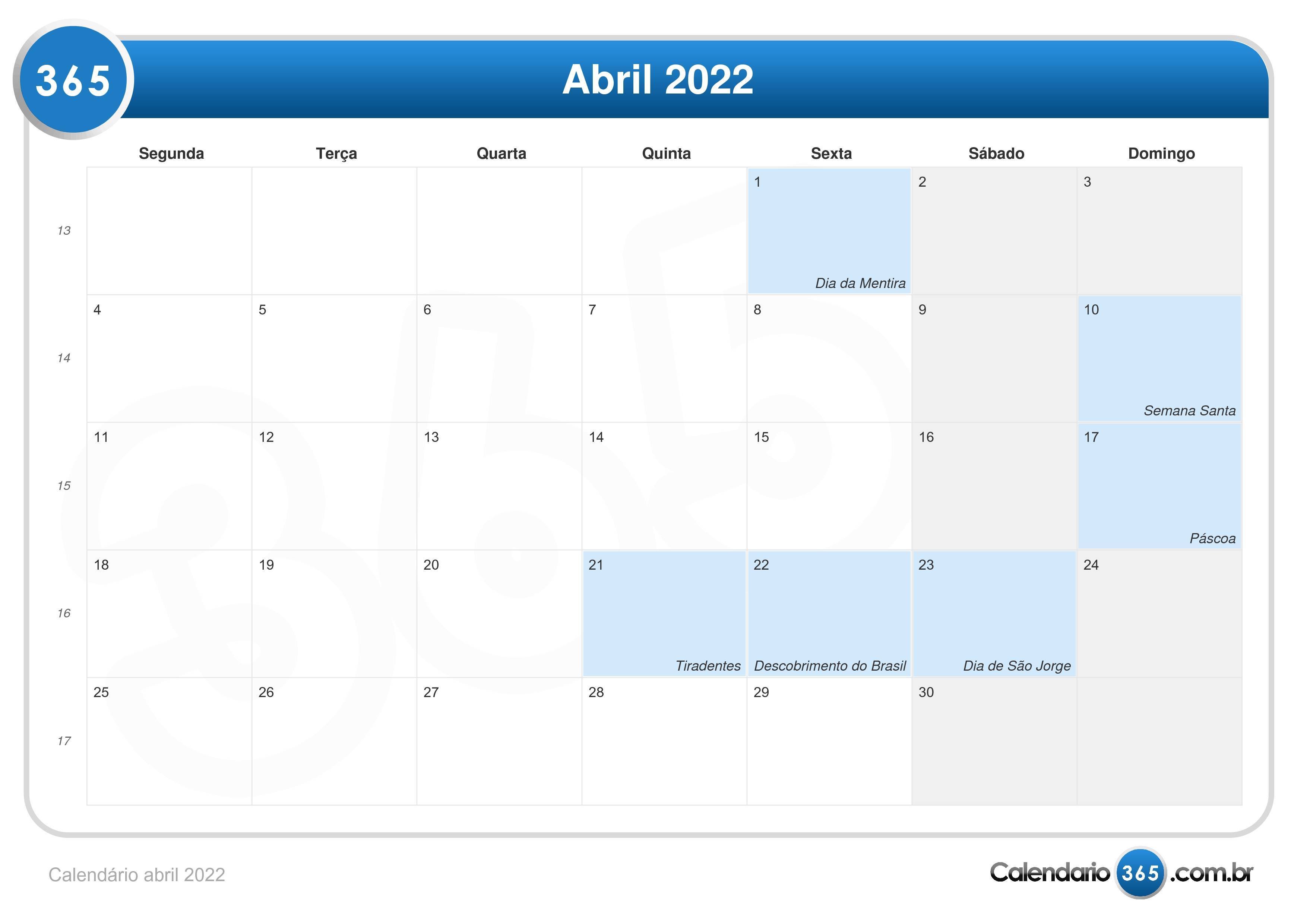 Calendario Semana Santa