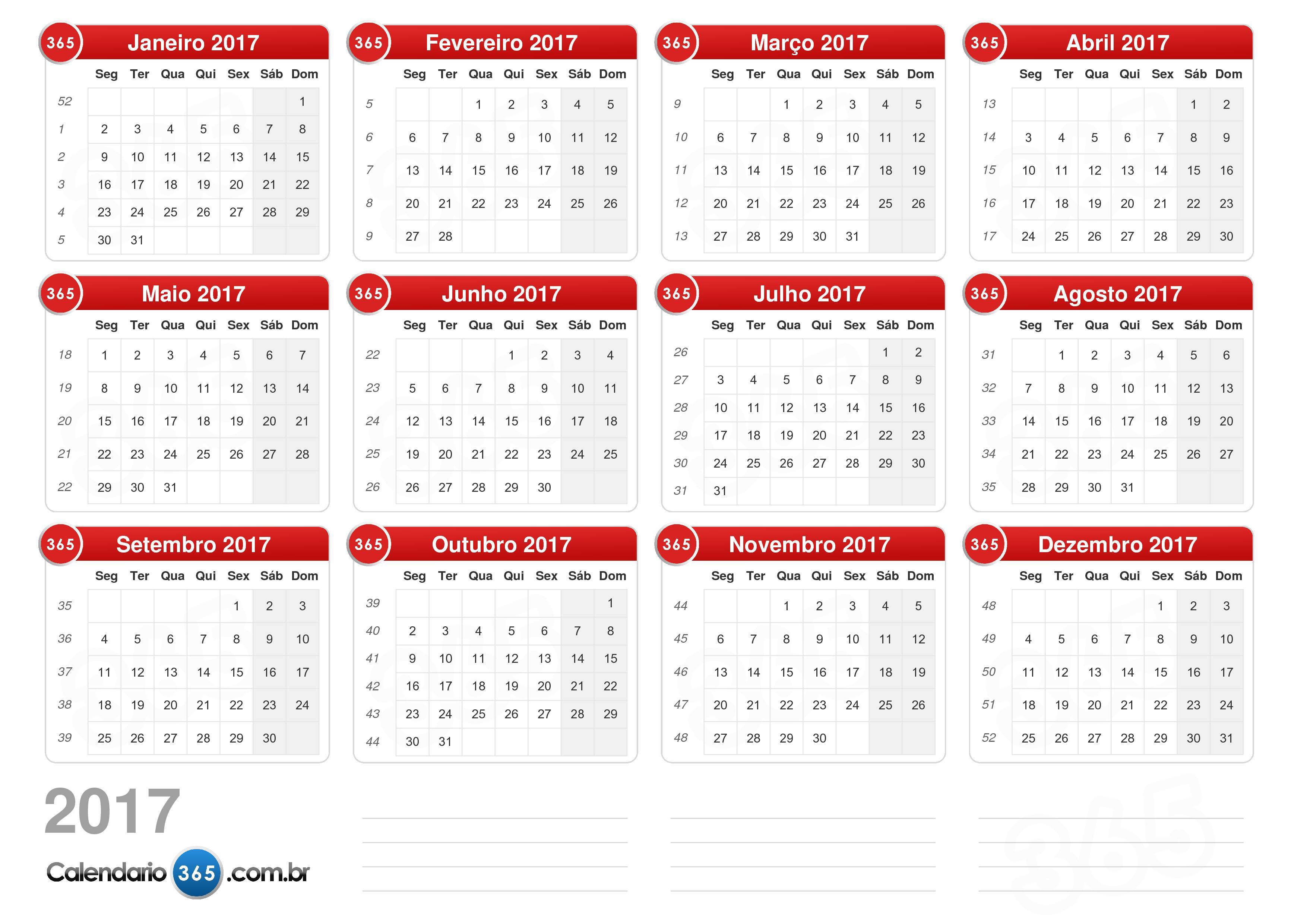 Calendário 2017