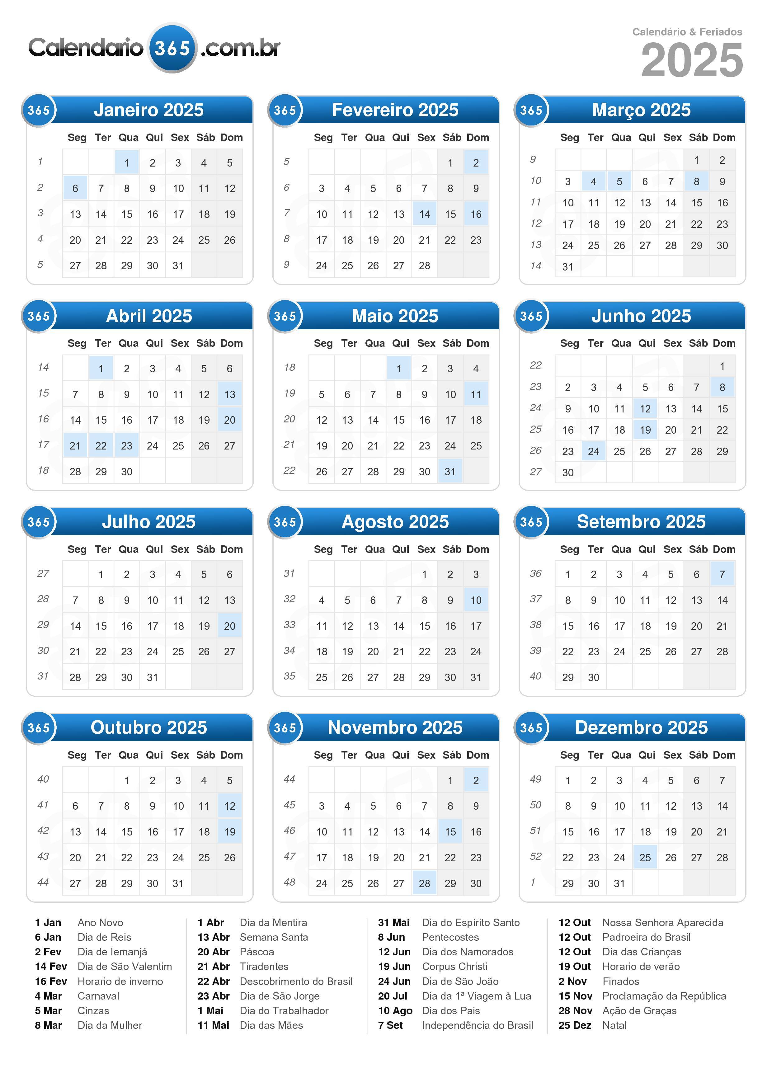 Calendario 2025 Guipuzcoa 
